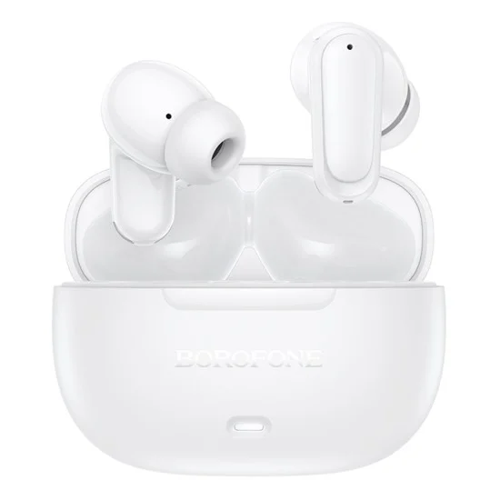 Безжични слушалки Borofone Mellow (BW96) - Bluetooth V6.0, ANC + ENC шумопотискане, 4 часа време за възпроизвеждане - Бял