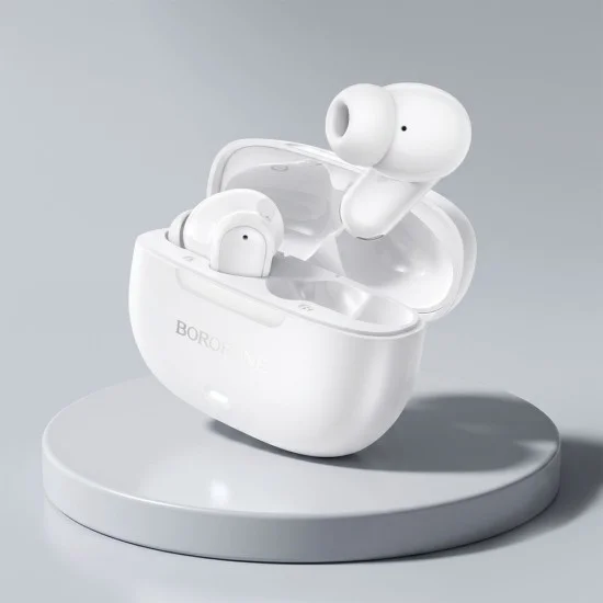 Безжични слушалки Borofone Mellow (BW96) - Bluetooth V6.0, ANC + ENC шумопотискане, 4 часа време за възпроизвеждане - Бял