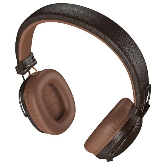 Безжични слушалки Borofone Suenos (BO34) - Over-Ear, Bluetooth V5.4, 32 часа време за възпроизвеждане, бързо зареждане, PU кожа - Кафяв