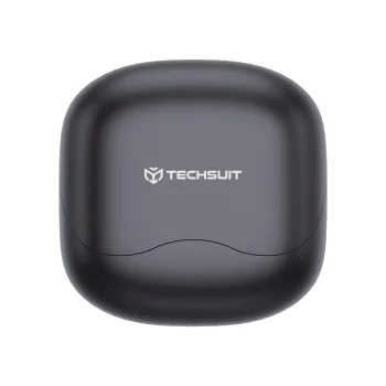 Безжични слушалки EchoFit Pro (CW5) - Techsuit - Bluetooth V5.4, ANC + ENC, 400mAh, Multi-Connect, 6 микрофона - Черно