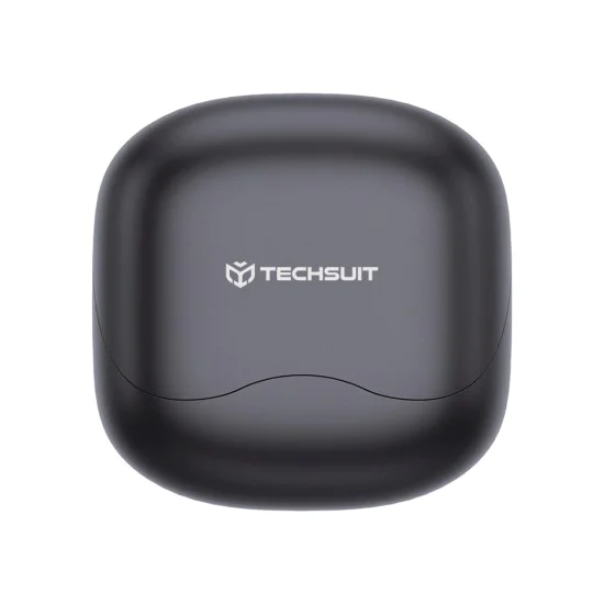 Безжични слушалки EchoFit Pro (CW5) - Techsuit - Bluetooth V5.4, ANC + ENC, 400mAh, Multi-Connect, 6 микрофона - Черно