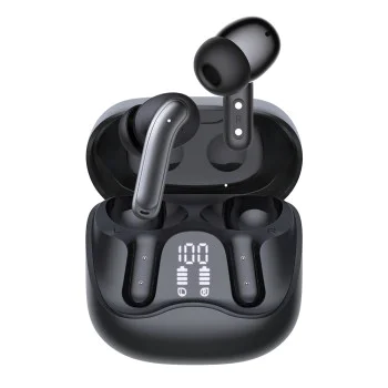 Безжични слушалки EchoFit Pro (CW5) - Techsuit - Bluetooth V5.4, ANC + ENC, 400mAh, Multi-Connect, 6 микрофона - Черно