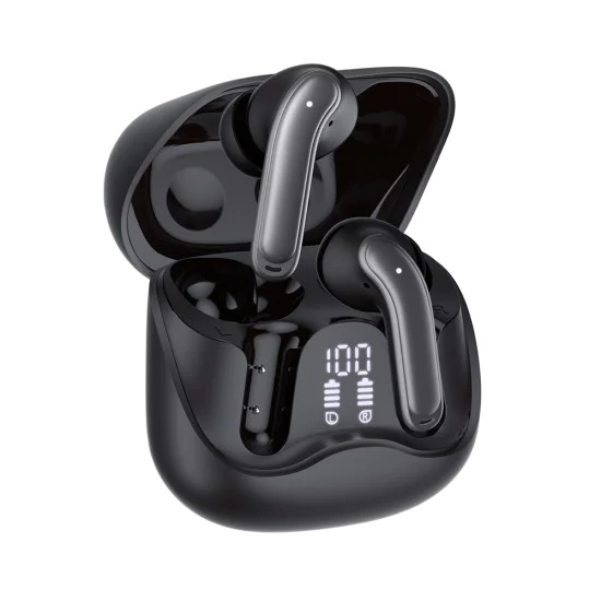Безжични слушалки EchoFit Pro (CW5) - Techsuit - Bluetooth V5.4, ANC + ENC, 400mAh, Multi-Connect, 6 микрофона - Черно