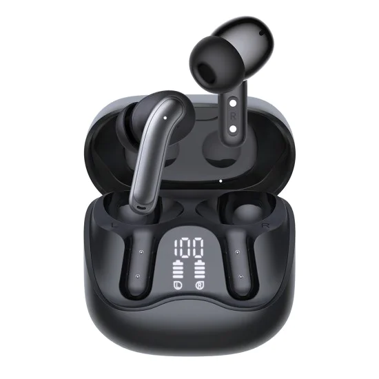 Безжични слушалки EchoFit Pro (CW5) - Techsuit - Bluetooth V5.4, ANC + ENC, 400mAh, Multi-Connect, 6 микрофона - Черно