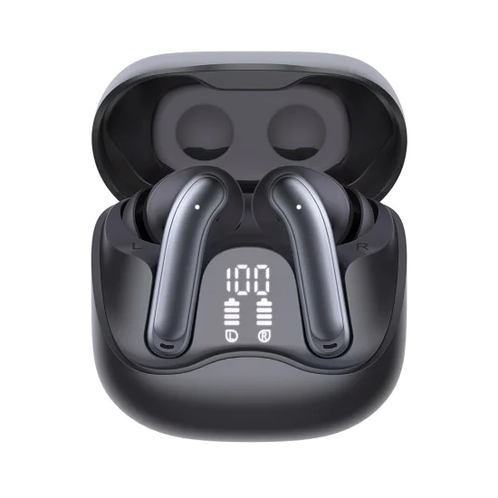 Безжични слушалки EchoFit Pro (CW5) - Techsuit - Bluetooth V5.4, ANC + ENC, 400mAh, Multi-Connect, 6 микрофона - Черно