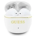 Безжични слушалки Guess Wireless Earbuds Glossy Gold Line Classic (GUTWSG3HGECH) - Half-in-ear, Bluetooth, TWS, малък кръгъл дизайн - Бял