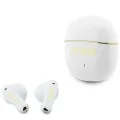 Безжични слушалки Guess Wireless Earbuds Glossy Gold Line Classic (GUTWSG3HGECH) - Half-in-ear, Bluetooth, TWS, малък кръгъл дизайн - Бял