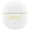 Безжични слушалки Guess Wireless Earbuds Glossy Gold Line Classic (GUTWSG3HGECH) - Half-in-ear, Bluetooth, TWS, малък кръгъл дизайн - Бял