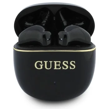 Безжични слушалки Guess Wireless Earbuds Glossy Gold Line Classic (GUTWSG3HGECK) - Half-in-ear, Bluetooth, TWS, малък кръгъл дизайн - Черен