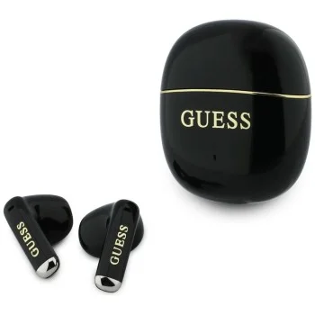 Безжични слушалки Guess Wireless Earbuds Glossy Gold Line Classic (GUTWSG3HGECK) - Half-in-ear, Bluetooth, TWS, малък кръгъл дизайн - Черен