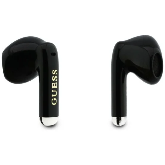 Безжични слушалки Guess Wireless Earbuds Glossy Gold Line Classic (GUTWSG3HGECK) - Half-in-ear, Bluetooth, TWS, малък кръгъл дизайн - Черен