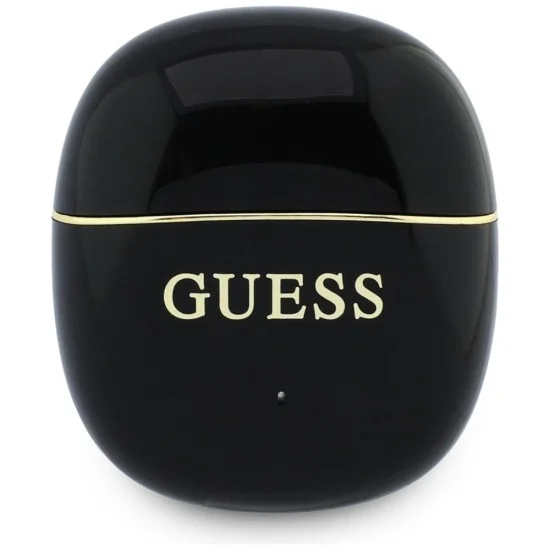 Безжични слушалки Guess Wireless Earbuds Glossy Gold Line Classic (GUTWSG3HGECK) - Half-in-ear, Bluetooth, TWS, малък кръгъл дизайн - Черен