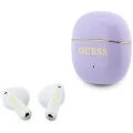 Безжични слушалки Guess Wireless Earbuds Glossy Gold Line Classic (GUTWSG3HGECU) - Half-in-ear, Bluetooth, TWS, малък кръгъл дизайн - Лилав