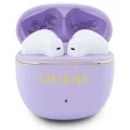 Безжични слушалки Guess Wireless Earbuds Glossy Gold Line Classic (GUTWSG3HGECU) - Half-in-ear, Bluetooth, TWS, малък кръгъл дизайн - Лилав