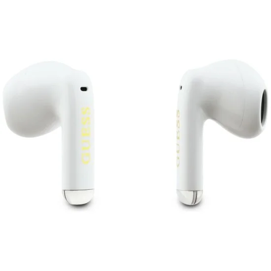 Безжични слушалки Guess Wireless Earbuds Glossy Gold Line Classic (GUTWSG3HGECU) - Half-in-ear, Bluetooth, TWS, малък кръгъл дизайн - Лилав