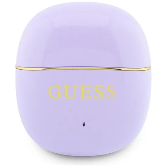 Безжични слушалки Guess Wireless Earbuds Glossy Gold Line Classic (GUTWSG3HGECU) - Half-in-ear, Bluetooth, TWS, малък кръгъл дизайн - Лилав
