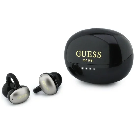 Безжични слушалки Guess Wireless Earbuds Metalic Finish Electropated Parts Classic (GUTWSOL3MEGK) - OWS слушалки, BT5.4, 300mAh - Черен