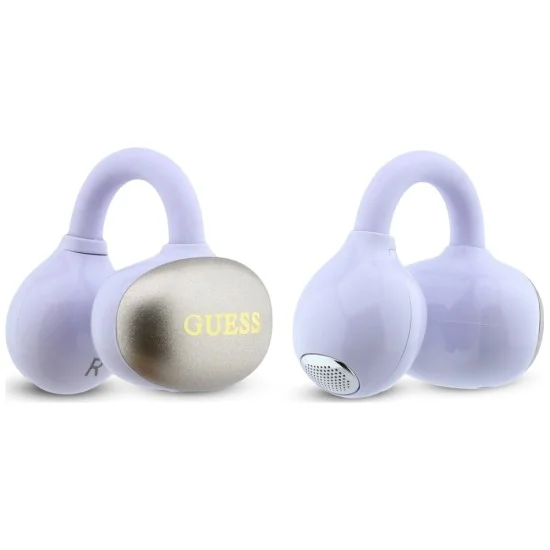 Безжични слушалки Guess Wireless Earbuds Metalic Finish Electropated Parts Classic (GUTWSOL3MEGU) - OWS слушалки, BT5.4, 300mAh - Лилав
