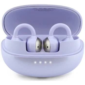 Безжични слушалки Guess Wireless Earbuds Metalic Finish Electropated Parts Classic (GUTWSOL3MEGU) - OWS слушалки, BT5.4, 300mAh - Лилав