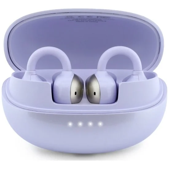 Безжични слушалки Guess Wireless Earbuds Metalic Finish Electropated Parts Classic (GUTWSOL3MEGU) - OWS слушалки, BT5.4, 300mAh - Лилав