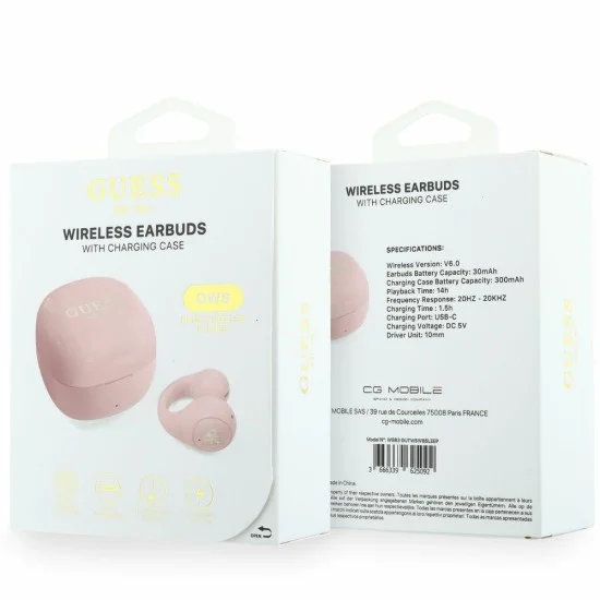Безжични слушалки Guess Wireless Earbuds Mini Classic (GUTWSW85LEEP) - Open-ear, Bluetooth, TWS, спортен дизайн - Розов