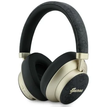 Безжични слушалки Guess Wireless Headphones 4G Gold Script Metal (GUBHP83P4CSCMK) - Bluetooth 5.4, вграден микрофон, ENC, 300mAh - Черен