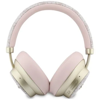 Безжични слушалки Guess Wireless Headphones 4G Gold Script Metal (GUBHP83P4CSCMP) - Bluetooth 5.4, вграден микрофон, ENC, 300mAh, PU - Розов