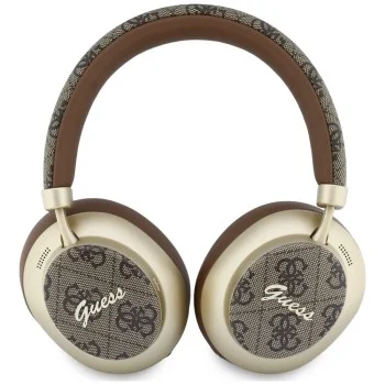 Безжични слушалки Guess Wireless Headphones 4G Gold Script Metal (GUBHP83P4CSCMW) - Bluetooth 5.4, вграден микрофон, ENC, 300mAh - Кафяв