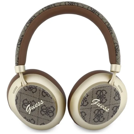Безжични слушалки Guess Wireless Headphones 4G Gold Script Metal (GUBHP83P4CSCMW) - Bluetooth 5.4, вграден микрофон, ENC, 300mAh - Кафяв