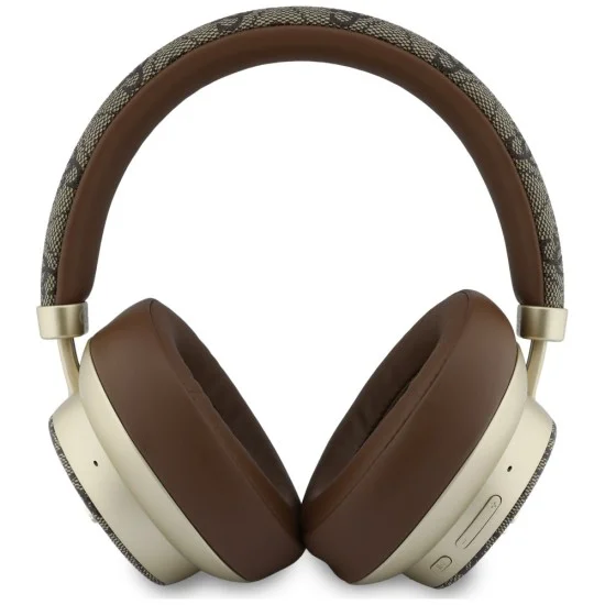 Безжични слушалки Guess Wireless Headphones 4G Gold Script Metal (GUBHP83P4CSCMW) - Bluetooth 5.4, вграден микрофон, ENC, 300mAh - Кафяв