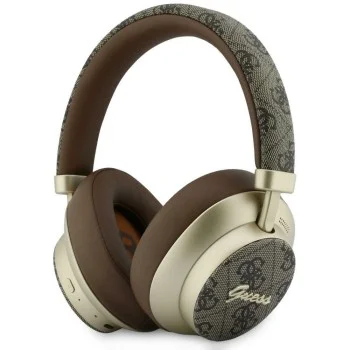 Безжични слушалки Guess Wireless Headphones 4G Gold Script Metal (GUBHP83P4CSCMW) - Bluetooth 5.4, вграден микрофон, ENC, 300mAh - Кафяв