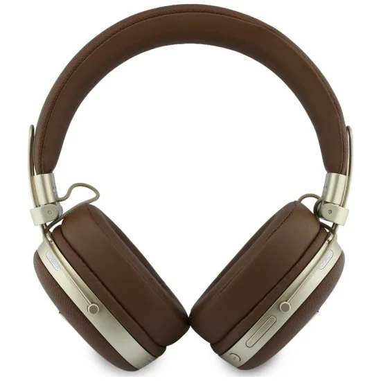 Безжични слушалки Guess Wireless Headphones Grained Triangle Logo (GUBHP72PGTCSW) - Bluetooth, ENC технология, Over-ear, еко кожа - Кафяв
