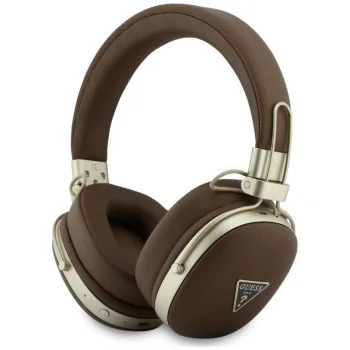 Безжични слушалки Guess Wireless Headphones Grained Triangle Logo (GUBHP72PGTCSW) - Bluetooth, ENC технология, Over-ear, еко кожа - Кафяв