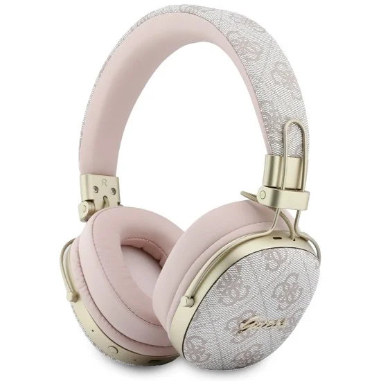 Безжични слушалки Guess Wireless Headphones Metal 4G Script Logo (GUBHP72P4SMDP) - Bluetooth, ENC технология, Over-ear, еко кожа - Розов