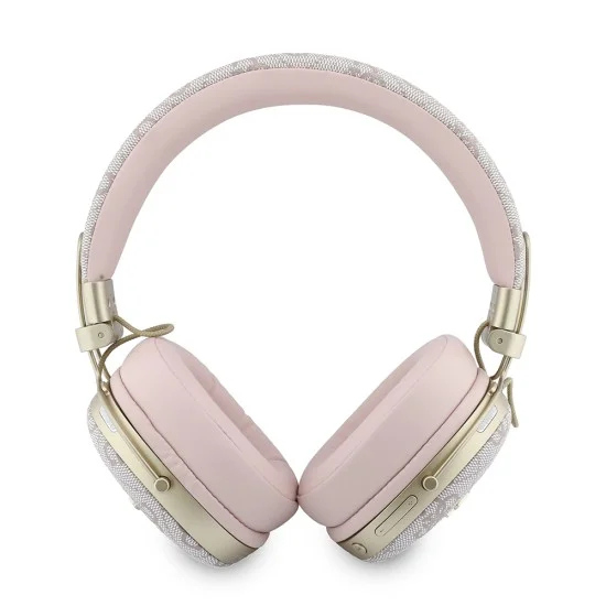 Безжични слушалки Guess Wireless Headphones Metal 4G Script Logo (GUBHP72P4SMDP) - Bluetooth, ENC технология, Over-ear, еко кожа - Розов