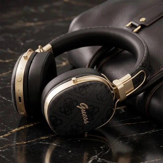 Безжични слушалки Guess Wireless Headphones Metal 4G Script Logo (GUBHP72P4SMDP) - Bluetooth, ENC технология, Over-ear, еко кожа - Розов