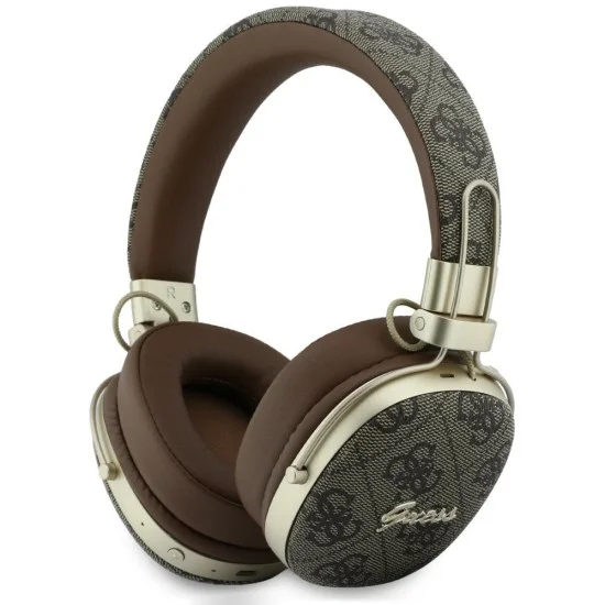Безжични слушалки Guess Wireless Headphones Metal 4G Script Logo (GUBHP72P4SMDW) - Bluetooth, ENC технология, Over-ear, еко кожа - Кафяв