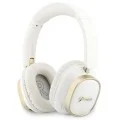 Безжични слушалки Guess Wireless Headphones Rectangle Metal Script (GUBHV28HGCSME) - Over-ear, Bluetooth, ENC технология, еко кожа - Бял