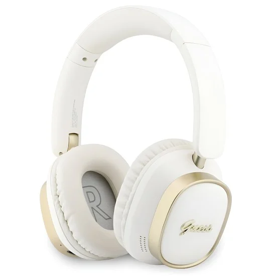 Безжични слушалки Guess Wireless Headphones Rectangle Metal Script (GUBHV28HGCSME) - Over-ear, Bluetooth, ENC технология, еко кожа - Бял
