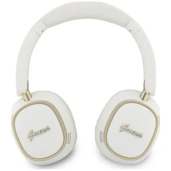 Безжични слушалки Guess Wireless Headphones Rectangle Metal Script (GUBHV28HGCSME) - Over-ear, Bluetooth, ENC технология, еко кожа - Бял