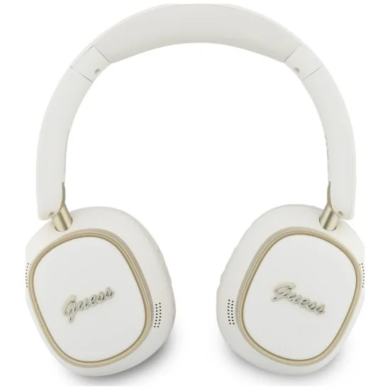 Безжични слушалки Guess Wireless Headphones Rectangle Metal Script (GUBHV28HGCSME) - Over-ear, Bluetooth, ENC технология, еко кожа - Бял