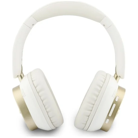Безжични слушалки Guess Wireless Headphones Rectangle Metal Script (GUBHV28HGCSME) - Over-ear, Bluetooth, ENC технология, еко кожа - Бял