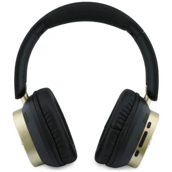 Безжични слушалки Guess Wireless Headphones Rectangle Metal Script (GUBHV28HGCSMK) - Over-ear, Bluetooth, ENC технология, еко кожа - Черен