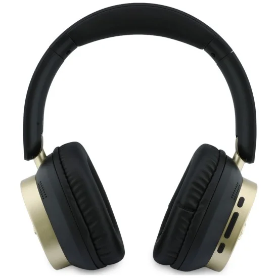 Безжични слушалки Guess Wireless Headphones Rectangle Metal Script (GUBHV28HGCSMK) - Over-ear, Bluetooth, ENC технология, еко кожа - Черен
