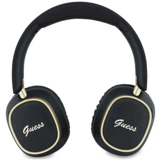 Безжични слушалки Guess Wireless Headphones Rectangle Metal Script (GUBHV28HGCSMK) - Over-ear, Bluetooth, ENC технология, еко кожа - Черен