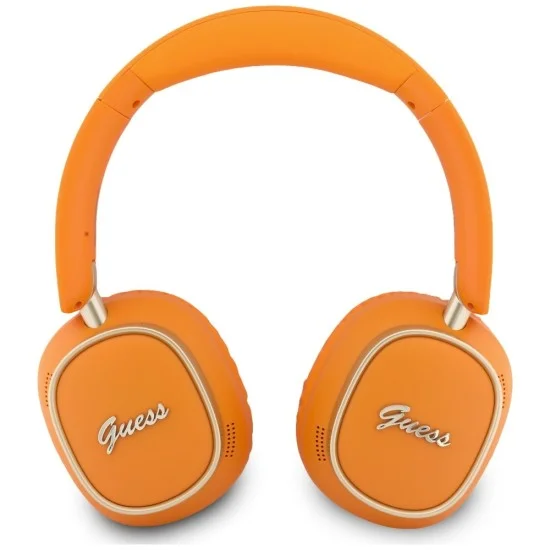 Безжични слушалки Guess Wireless Headphones Rectangle Metal Script (GUBHV28HGCSMO) - Over-ear, Bluetooth, ENC, еко кожа - Оранжев