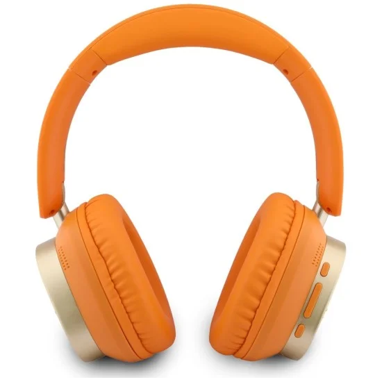 Безжични слушалки Guess Wireless Headphones Rectangle Metal Script (GUBHV28HGCSMO) - Over-ear, Bluetooth, ENC, еко кожа - Оранжев