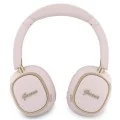 Безжични слушалки Guess Wireless Headphones Rectangle Metal Script (GUBHV28HGCSMP) - Over-ear, Bluetooth, ENC технология, еко кожа - Розов