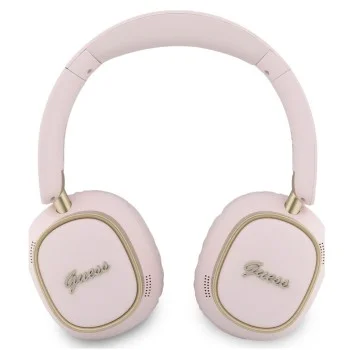Безжични слушалки Guess Wireless Headphones Rectangle Metal Script (GUBHV28HGCSMP) - Over-ear, Bluetooth, ENC технология, еко кожа - Розов