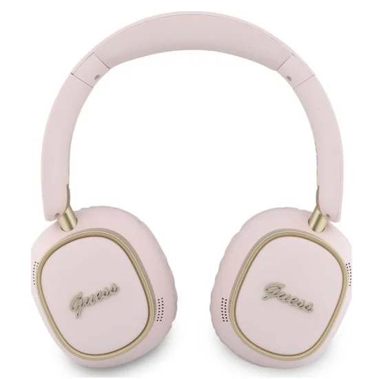 Безжични слушалки Guess Wireless Headphones Rectangle Metal Script (GUBHV28HGCSMP) - Over-ear, Bluetooth, ENC технология, еко кожа - Розов